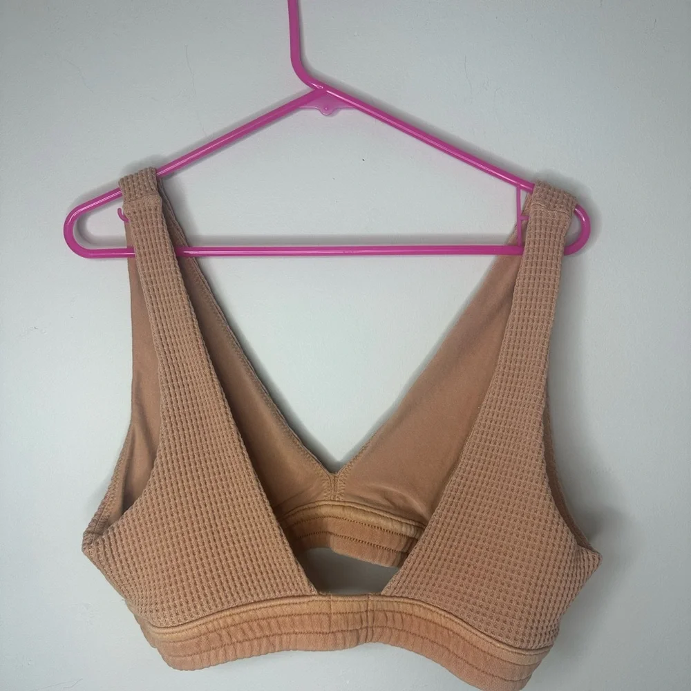 Aerie Women's Tan Waffle Knit Bralette size XL